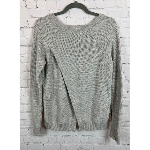 MADEWELL gray cotton blend wrap back sweater pullover size S - Picture 5 of 6